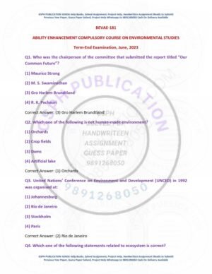 IGNOU BEAVE-181 Previous Year Solved Question Paper English Medium (JUNE 2023)