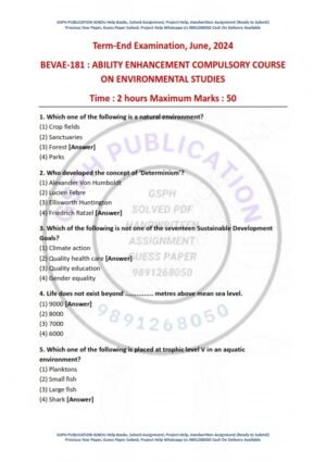IGNOU BEAVE-181 Previous Year Solved Question Paper English Medium (JUNE 2024)