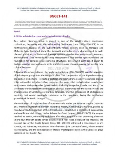 IGNOU BGGET-141 Solved Assignment 2025 English Medium