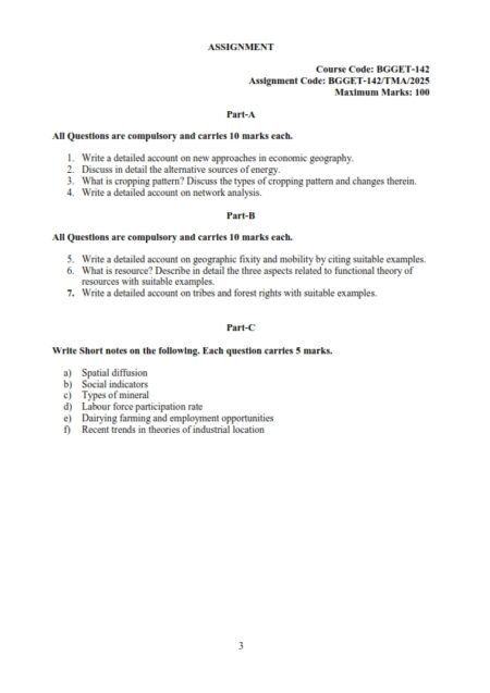 IGNOU BGGET-142 Solved Assignment 2025 English Medium