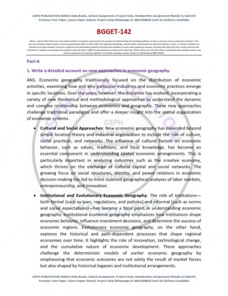 IGNOU BGGET-142 Solved Assignment 2025 English Medium