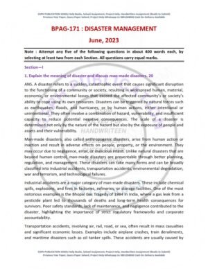 IGNOU BPAG-171 Previous Year Solved Question Paper English Medium (JUNE 2023)