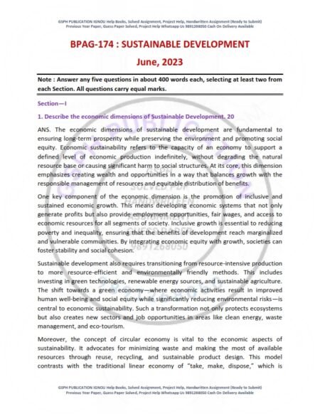 IGNOU BPAG-174 Previous Year Solved Question Paper English Medium (JUNE 2023)