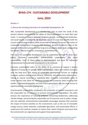 IGNOU BPAG-174 Previous Year Solved Question Paper English Medium (JUNE 2024)