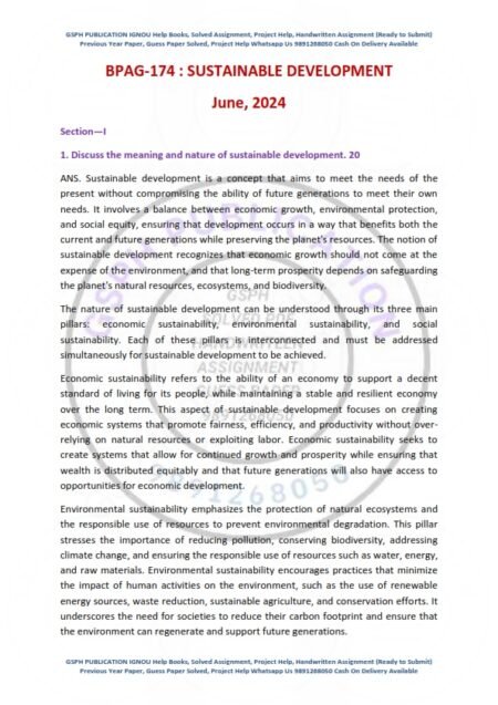 IGNOU BPAG-174 Previous Year Solved Question Paper English Medium (JUNE 2024)