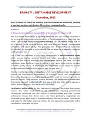 IGNOU BPAG-174 Previous Year Solved Question Paper English Medium (DEC 2023)