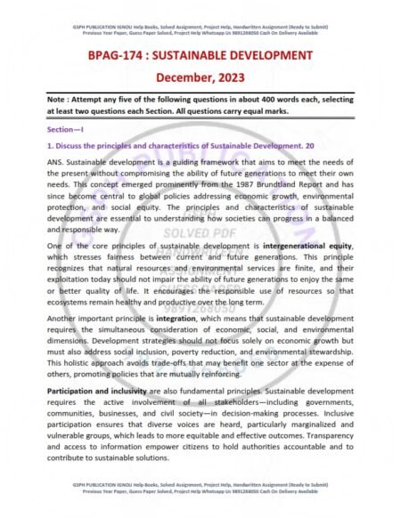 IGNOU BPAG-174 Previous Year Solved Question Paper English Medium (DEC 2023)