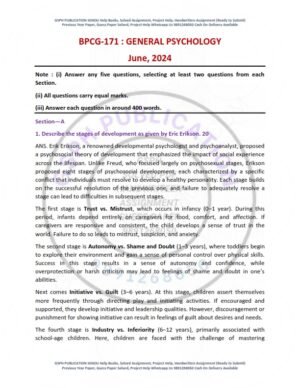 IGNOU BPCG-171 Previous Year Solved Question Paper Hindi Medium (JUNE 2024)