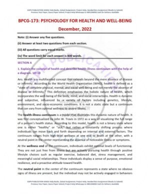 IGNOU BPCG-173 Previous Year Solved Question Paper English Medium (DEC 2022)