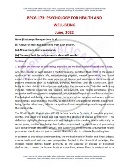 IGNOU BPCG-173 Previous Year Solved Question Paper English Medium (JUNE 2022)