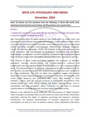 IGNOU BPCG-174 Previous Year Solved Question Paper English Medium (DEC 2024)