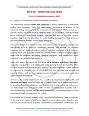 IGNOU BPCG-174 Previous Year Solved Question Paper English Medium (DEC 2023)