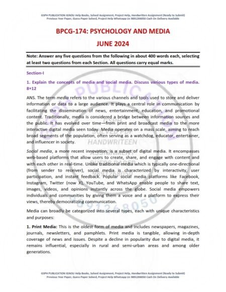 IGNOU BPCG-174 Previous Year Solved Question Paper English Medium (JUNE 2024)
