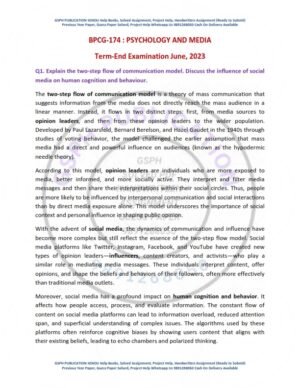 IGNOU BPCG-174 Previous Year Solved Question Paper English Medium (JUNE 2023)