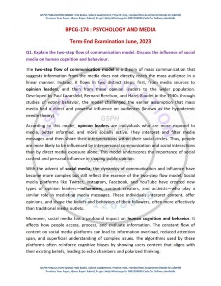 IGNOU BPCG-174 Previous Year Solved Question Paper English Medium (JUNE 2023)
