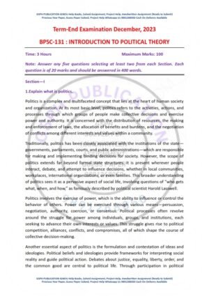 IGNOU BPSC-131 Previous Year Solved Question Paper English Medium (DEC 2023)