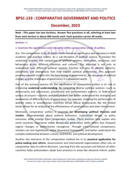 IGNOU BPSC-133 Previous Year Solved Question Paper English Medium (DEC 2023)
