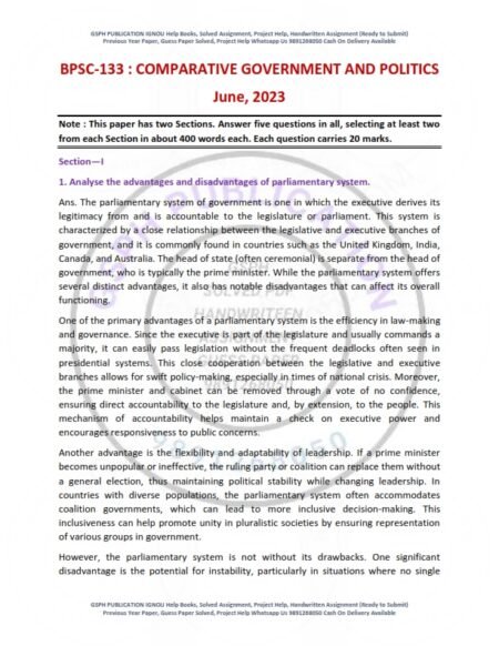 IGNOU BPSC-133 Previous Year Solved Question Paper English Medium (JUNE 2023)