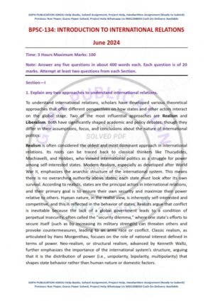 IGNOU BPSC-134 Previous Year Solved Question Paper English Medium (JUNE 2024)