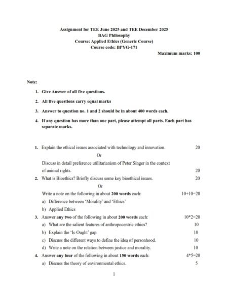 IGNOU BPYG-171 Solved Assignment 2025 English Medium