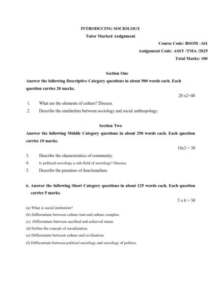 IGNOU BSOM-161 Solved Assignment 2025 English Medium