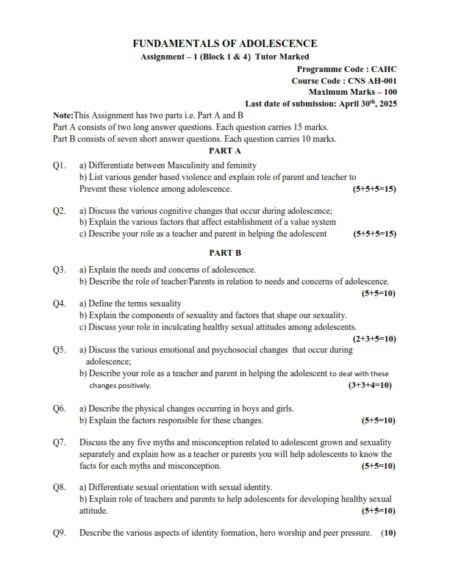 IGNOU CNS-AH-001 Solved Assignment 2025 English Medium