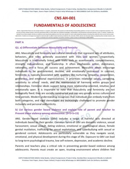 IGNOU CNS-AH-001 Solved Assignment 2025 English Medium