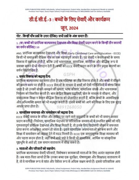 IGNOU DECE-03 Previous Year Solved Question Paper Hindi Medium (JUNE 2024)