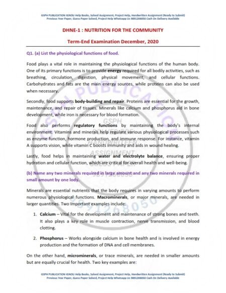 IGNOU DNHE-01 Previous Year Solved Question Paper English Medium (DEC 2020)