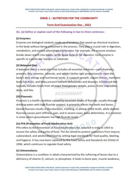 IGNOU DNHE-01 Previous Year Solved Question Paper English Medium (DEC 2021)