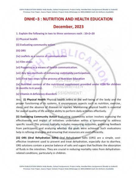 IGNOU DNHE-03 Previous Year Solved Question Paper English Medium (DEC 2023)