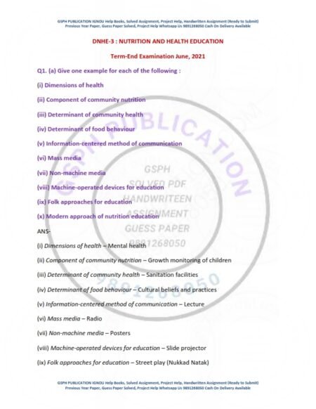 IGNOU DNHE-03 Previous Year Solved Question Paper English Medium (JUNE 2021)