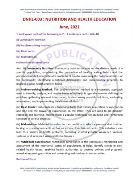 IGNOU DNHE-03 Previous Year Solved Question Paper English Medium (JUNE 2022)