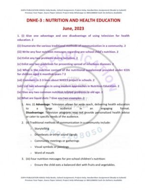 IGNOU DNHE-03 Previous Year Solved Question Paper English Medium (JUNE 2023)