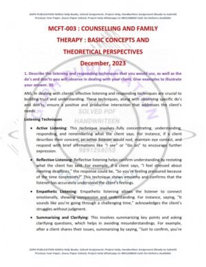 IGNOU MCFT-03 Previous Year Solved Question Paper English Medium (DEC 2023)