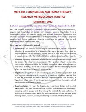 IGNOU MCFT-05 Previous Year Solved Question Paper English Medium (DEC 2022)