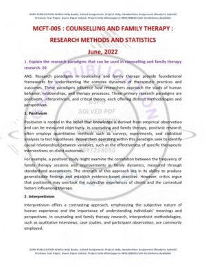 IGNOU MCFT-05 Previous Year Solved Question Paper English Medium (JUNE 2022)