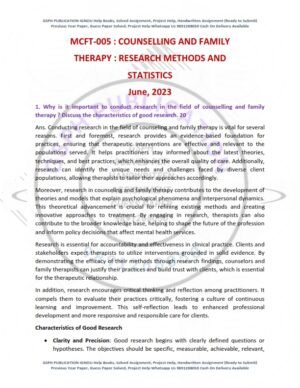IGNOU MCFT-05 Previous Year Solved Question Paper English Medium (JUNE 2023)