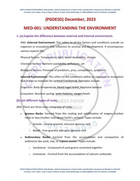 IGNOU MED-001 Previous Year Solved Question Paper English Medium (DEC 2023)