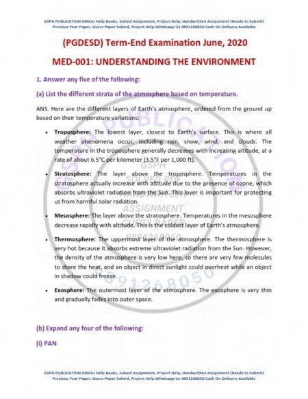 IGNOU MED-001 Previous Year Solved Question Paper English Medium (JUNE 2020)
