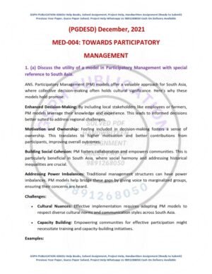IGNOU MED-004 Previous Year Solved Question Paper English Medium (DEC 2021)