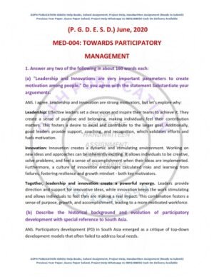 IGNOU MED-004 Previous Year Solved Question Paper English Medium (JUNE 2020)
