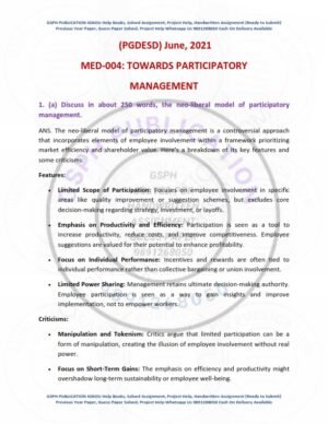 IGNOU MED-004 Previous Year Solved Question Paper English Medium (JUNE 2021)