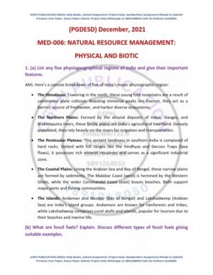 IGNOU MED-006 Previous Year Solved Question Paper English Medium (DEC 2021)