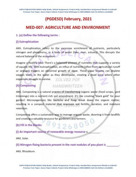 IGNOU MED-007 Previous Year Solved Question Paper English Medium (DEC 2020)