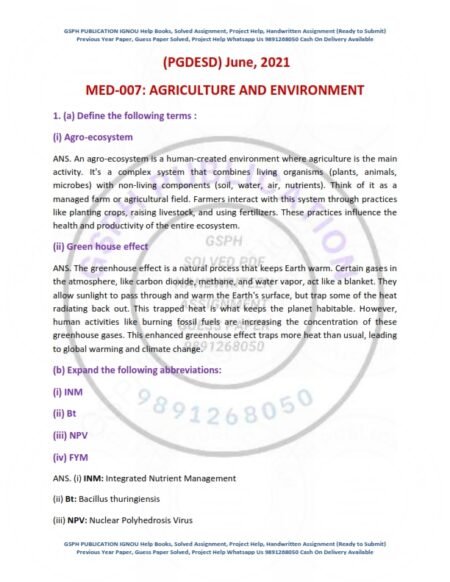 IGNOU MED-007 Previous Year Solved Question Paper English Medium (JUNE 2021)