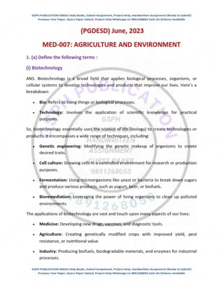 IGNOU MED-007 Previous Year Solved Question Paper English Medium (JUNE 2023)