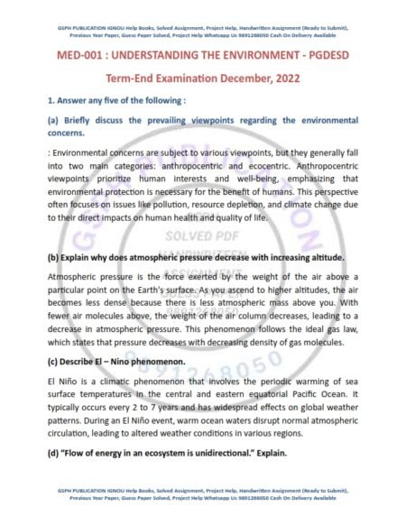 IGNOU MED-001 Previous Year Solved Question Paper English Medium (DEC 2022)