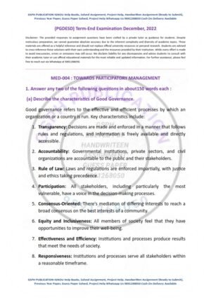 IGNOU MED-004 Previous Year Solved Question Paper English Medium (DEC 2022)