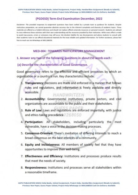 IGNOU MED-004 Previous Year Solved Question Paper English Medium (DEC 2022)